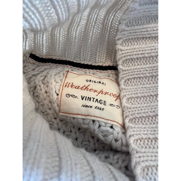 Weatherproof Cream Cable Knit Long Sleeve Fishman Men's Sweater Size Medium - Picture 8 of 12